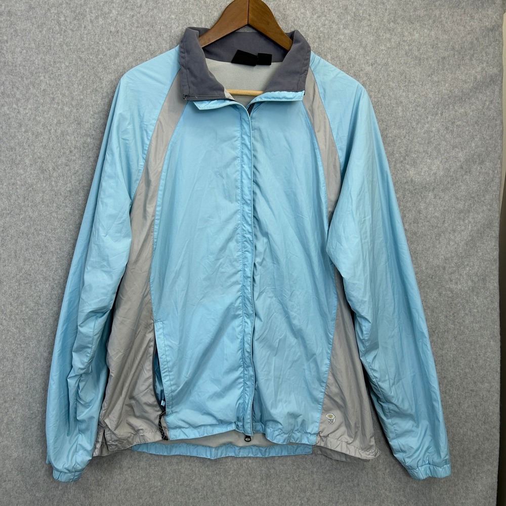 Mountain Hardwear Windbreaker Jacket Blue Grey Full Zip Outdoor Womens Large